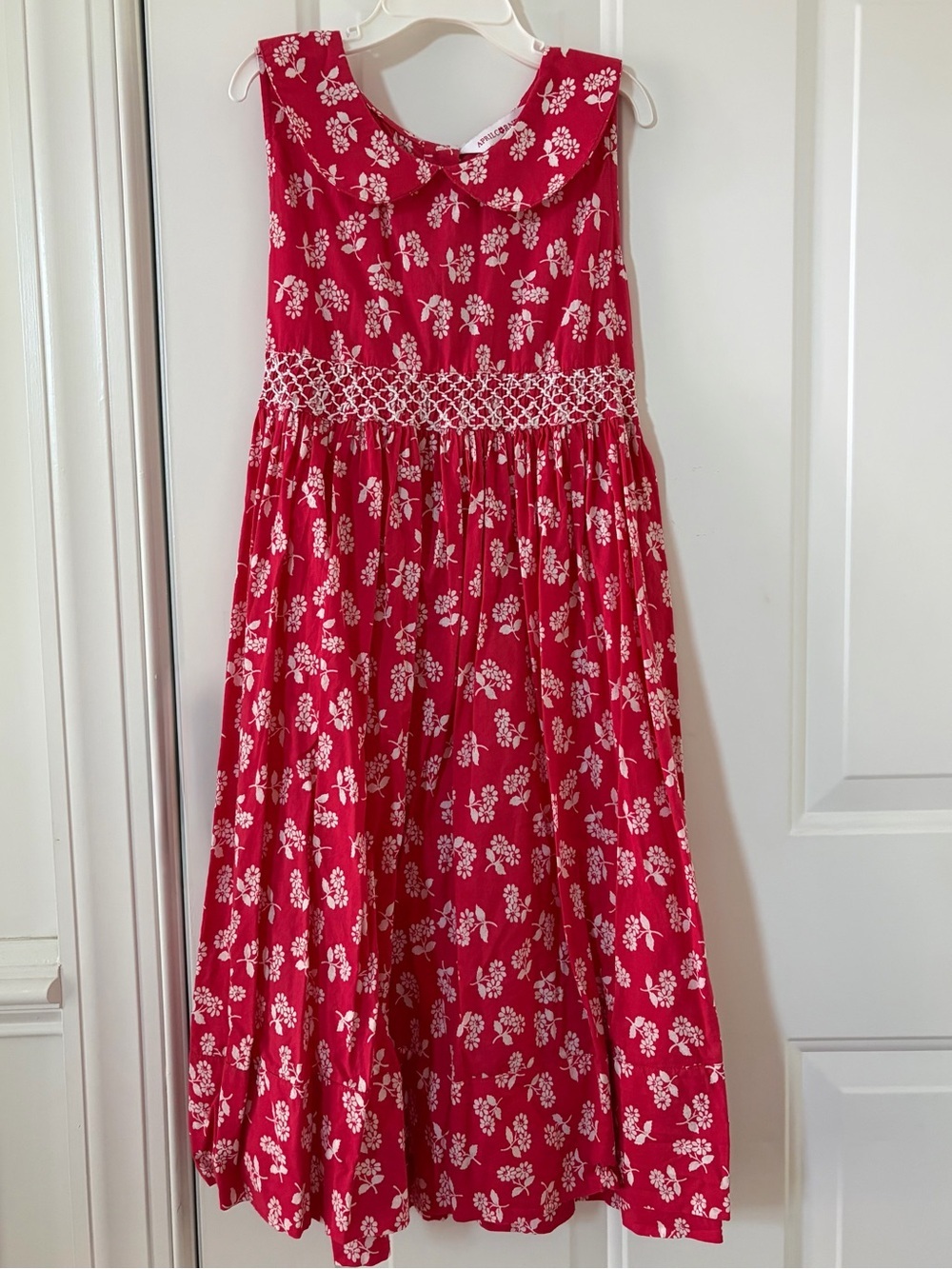 April Cornell Girls Red Floral Peter Pan Collar Dress Size 9/10